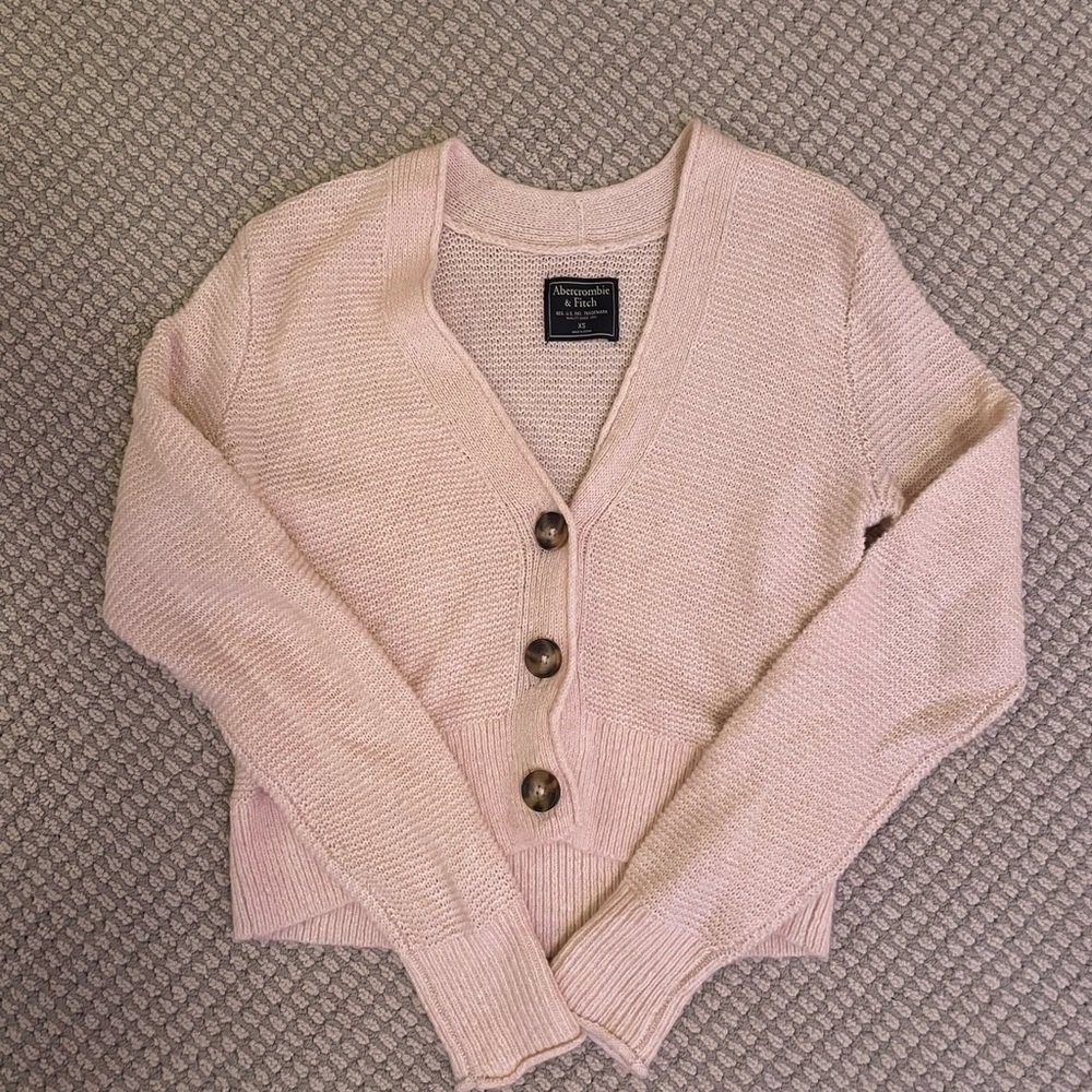 Abercrombie & Fitch Light Pink Button Up Sweater